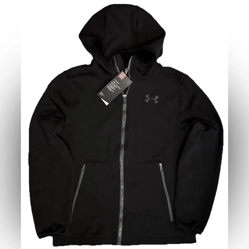 NEW SZ L BOYS JACKET UNDER ARMOUR TECHNO COLDGEAR FULL ZIP HOODIE